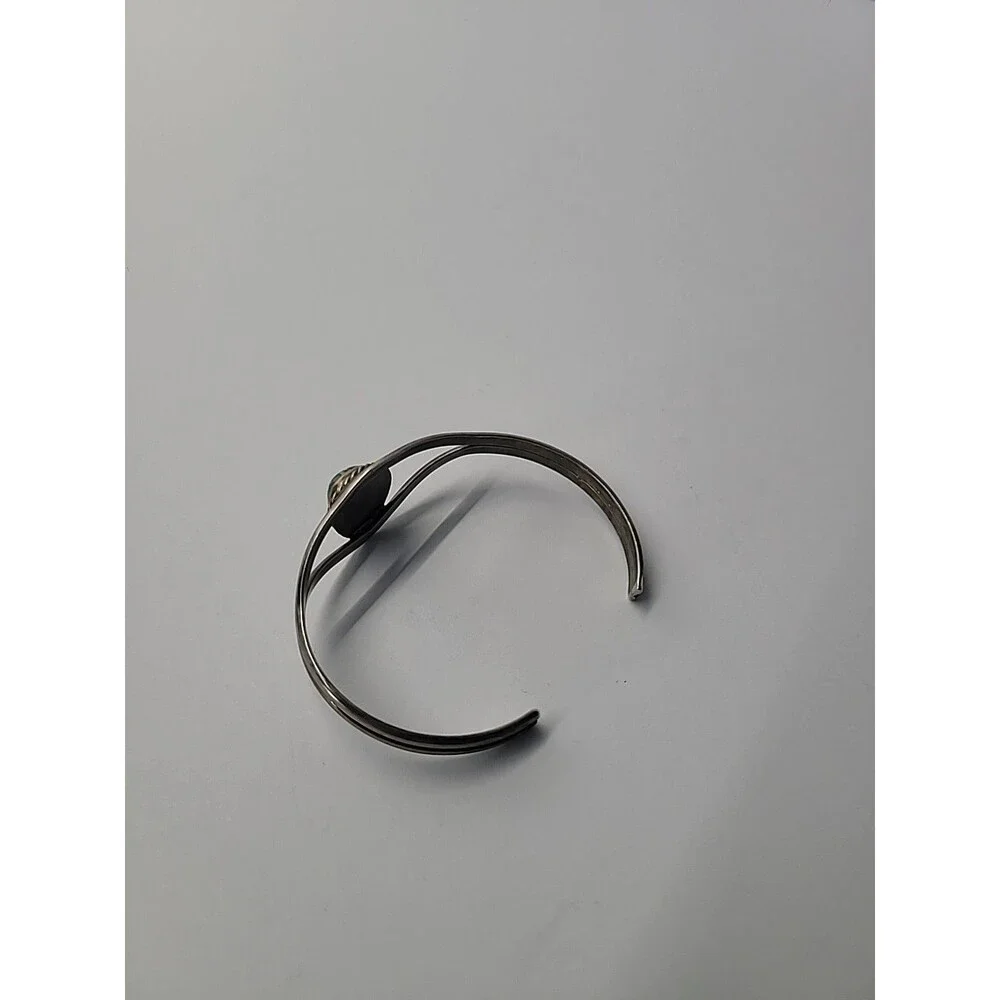 Blue Stone Cuff Bracelet Silver Tone Cuff Open Bangle Southwestern Boho Rope Bez